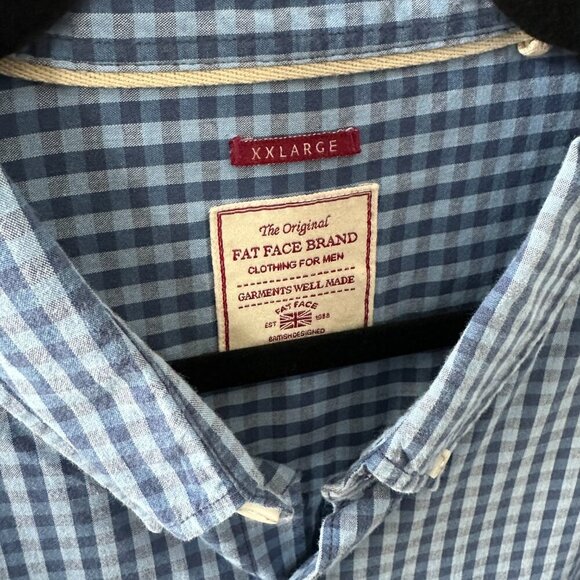 Fat Face Blue Check XXL Men's Button Down Shirt   100% Cotton - Picture 2 of 15
